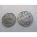 Spain - 2 different coins - dated 1945 - cinco ...
