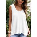 White Scoop Neck Waffle Knit Flowy Vest