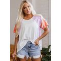 Beige Colorblock Patchwork V Neck Exposed Seam ...