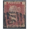 1858 SG43 1d Red Plate 124 Good Used Check Lett...