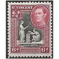 St Vincent 1938 SG155 6d Black & Lake Mounted M...