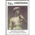 GRENADA, FINE ART, Boy David, Michelangelo, brown 1975, ½c