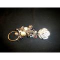 Long silver black grey bag phone charm keyring