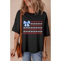 Black American Flag Inspired Bow Graphic Drop S...