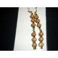 Handmade 2 section wood & yellow black glass lo...