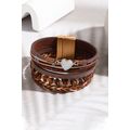 Brown Glittering Heart Accent Multi-layer Vinta...