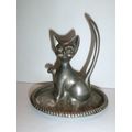 Vintage Silver Plated Cat Ring Holder Hong Kong
