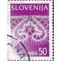 SLOVENIA, Idrian lace, heart design, violet 199...