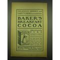 1902 Baker's Breakfast Cocoa Ad - Delicious dri...