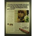 1980 Colgate Toothpaste Ad - Cavity in One Tooth