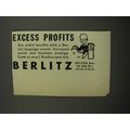 1953 Berlitz School of Languages Ad - Excess Profits