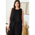 Plus Size Boho Sleeveless Frayed Hem Top