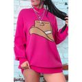 Rose Red YEEHAW Cowboy Hat Drop Shoulder Oversi...