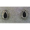 Black Onyx Sterling Silver Gemstone Stud Earrin...