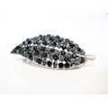 Blue and silver flower and leaf crystal hair cl...