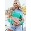 Blossom Colorblock Patchwork Drop Shoulder Swea...