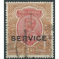 India 1913 O92 2 Rupees Rose-Carmine & Brown SE...