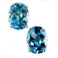 Swiss Blue Topaz, 925 Sterling Silver Post Earr...