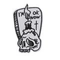 Skull Gravestone Iron On Patch Embroidered Sew ...