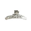 Long silver tone flower metal hair claw clip
