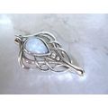 Smaller white oval stone metal alligator hair j...