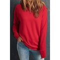 Red Solid Round Neck Raglan Sleeve Sweatshirt