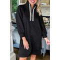 Black Jacquard Textured Quarter Zipper Shift Mi...