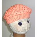 TODDLER girls rimmed beret hat crochet peach si...