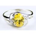 Golden Yellow CZ, 925 Sterling Silver Ring, SR176