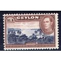 1944 CEYLON Sg395a 1r BLUE-VIOLET & CHOCOLATE w...