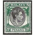 Penang 1949 SG14 20c Black & Green Mounted Mint...