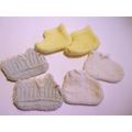 3 Pair 50s Crocheted Knitted Baby Booties White...