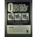 1982 Kawasaki 550LTD, 650CSR and 750CSR Motorcycles Ad