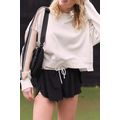 White Striped Color Block Exposed Seam Loose Ac...