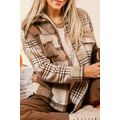 Light French Beige Flannel Plaid Double Flap Po...