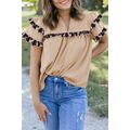 Smoke Gray Leopard Ruffles Trim Tiered Short Sl...