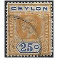 Ceylon 1924 SG351 25c Orange-Yellow & Blue Fine...