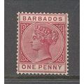 Barbados.SG92 1d Carmine.Mounted Mint.Apr16