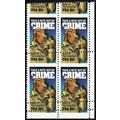 2102, Mint NH 20¢ Misperf Error Block Shows Gut...