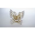Pearl and crystal butterfly gold hair claw clip...
