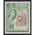 North Borneo QEII 1961 $1 Brown Yellow-Green Or...
