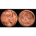 Australia One Cent 1970 Used. Coin Possum Queen...