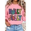 Pink HOLLY JOLLY Christmas Festive Letter Graph...