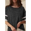 Black Varsity Stripe Half Sleeve Vintage Tee