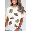 White Sequin Crawfish Potato Lemon Corn Graphic...