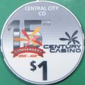 Century. $1 Casino Chip. Central City, CO. 15th...