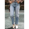 Light Blue Acid Wash Raw Edge Straight Jeans