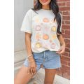 White Floral Pumpkin Graphic Crewneck Halloween...