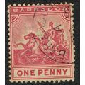 Barbados 1892 1d Carmine Wmk Crown CA SG107 FU