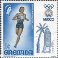 GRENADA, OLYMPICS, Mexico, Edith McGuire, 200m, blue 1968, 1c